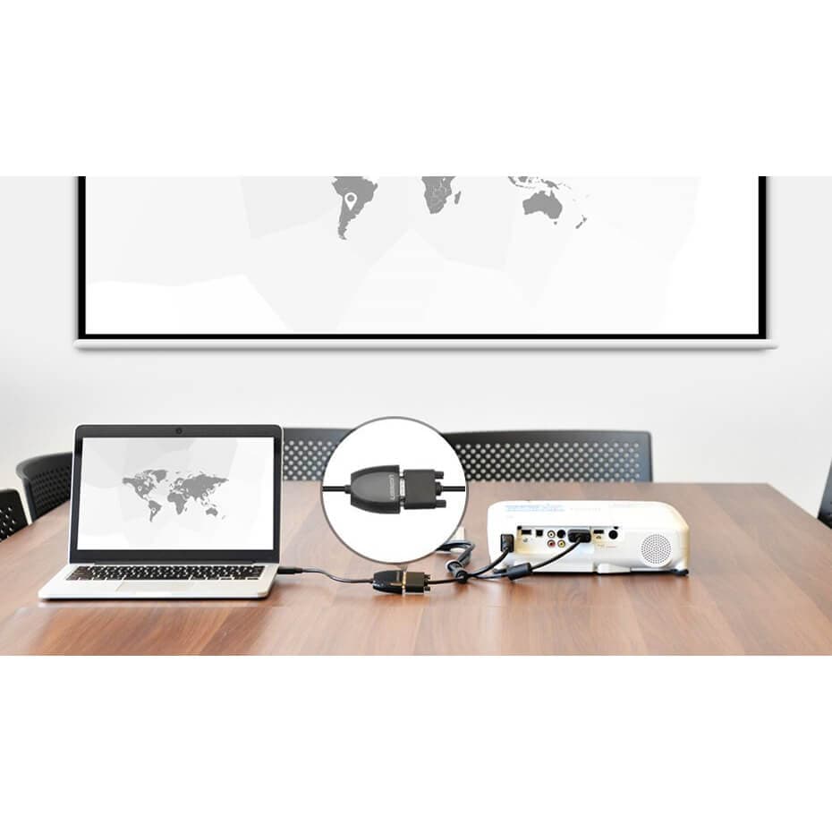 Преходник Ugreen 40253, от HDMI(м) към VGA(ж), черен