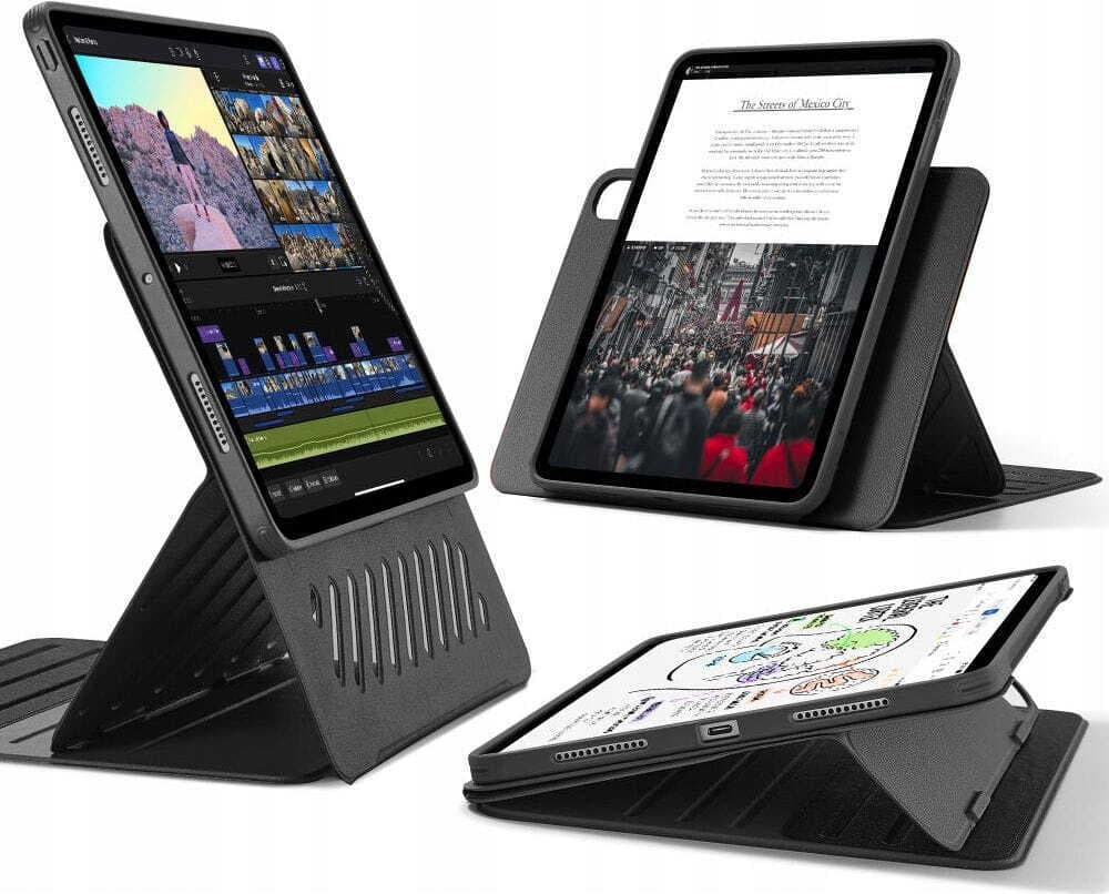 Полиуретанов калъф с отделящ се кейс и поставка за iPad Pro 13 (2024) - ESR Shift Magnetic Hybrid Case 360 (черен)
