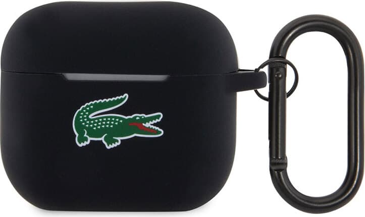 Силиконов калъф с карабинер за Apple AirPods 3 - Lacoste AirPods 3 Liquid Silicone Croc Logo Case (черен)