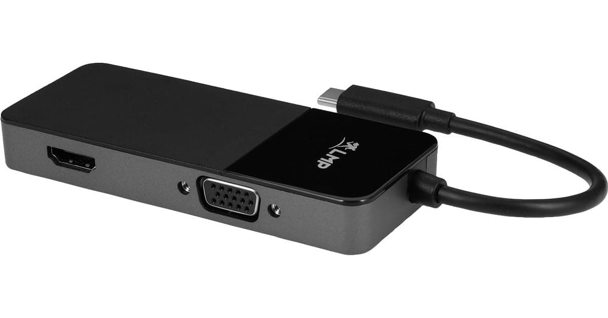 Адаптер за свързване от USB-C към HDMI и VGA - LMP USB-C Dual Adapter (черен)