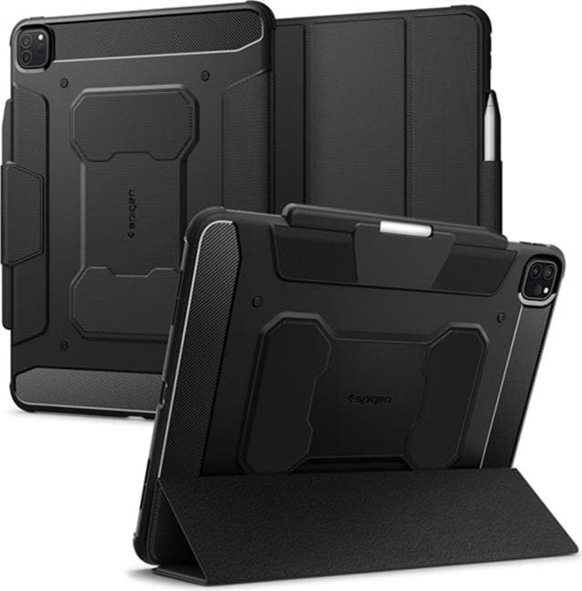 Хибриден удароустойчив кейс с поставка за iPad Pro 13 (2024) - Spigen Rugged Armor Pro Case (черен)