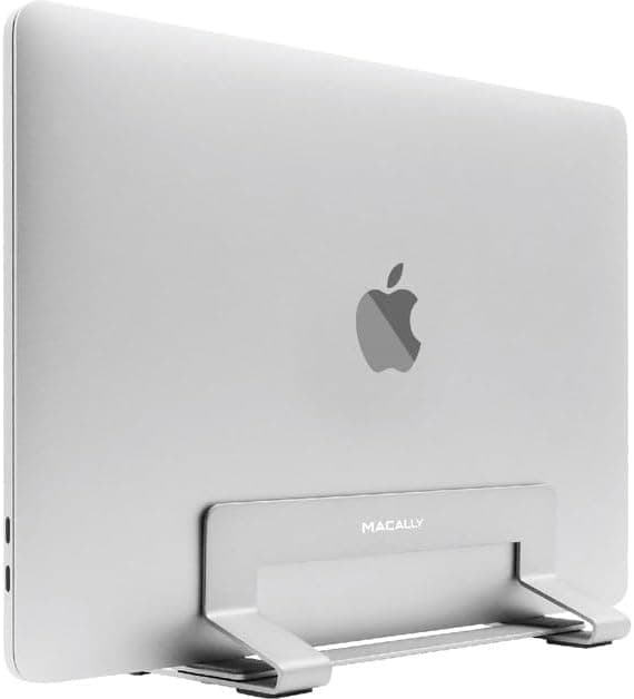 Вертикална стоманена поставка за MacBook и лаптопи - Macally Vertical Laptop Stand (сребрист)