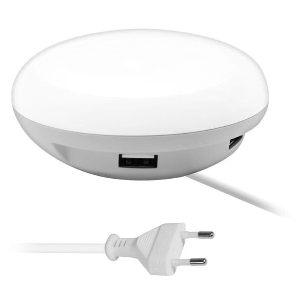 Настолна LED лампа с 2 х USB-A изхода за зареждане на мобилни устройства - Macally Nightstand Wall LED Light