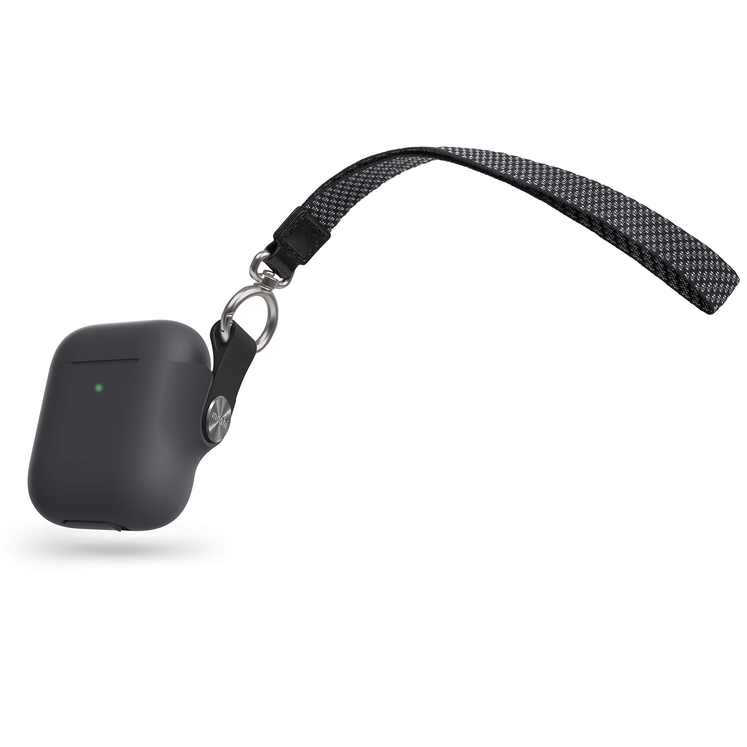 Силиконов кейс с каишка за Apple Airpods и Apple Airpods 2 - Moshi Pebbo Detachable Wrist Strap Case (черен)