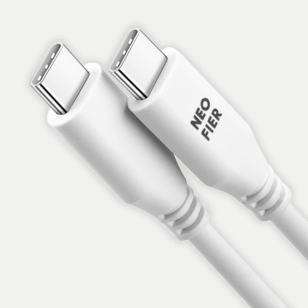 Кабел с бързо зареждане за устройства с USB-C порт (100 см) (бял) - Neofier USB-C to USB-C Data Cable 60W