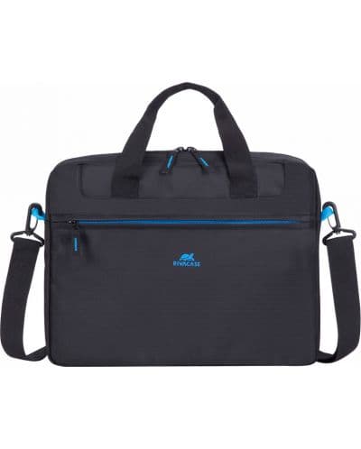 Чанта за лаптоп Rivacase 8027 Black, до 14" (35.56cm), полиестер, преден джоб с цип, регулируема каишка, черна