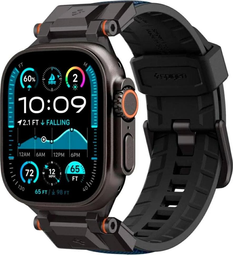 Силиконова каишка за Apple Watch 42мм, 44мм, 45мм, 46мм, Ultra, Ultra 2 49мм - Spigen DuraPro Armor Band (тъмносин)