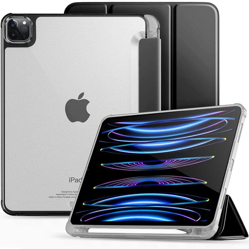 Кожен кейс и поставка за iPad Pro 12.9 M2 (2022), iPad Pro 12.9 M1 (2021), iPad Pro 12.9 (2020) (черен-прозрачен) - Tech-Protect SC Pen Hybrid Case