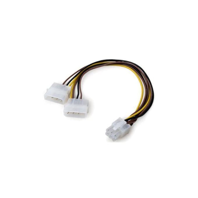 Захранващ кабел VCom CE313 6pin PCI-E(м) към 2x 4pin Molex(ж), 0.15m