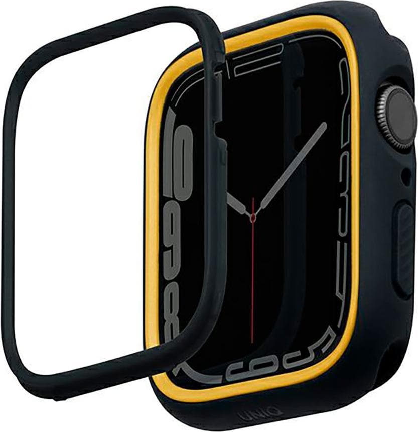 Силиконов (TPU) кейс с две сменяеми поликарбонатни части за Apple Watch 7 41мм, Apple Watch 8 41мм - Uniq Moduo Apple Watch Case (черен)