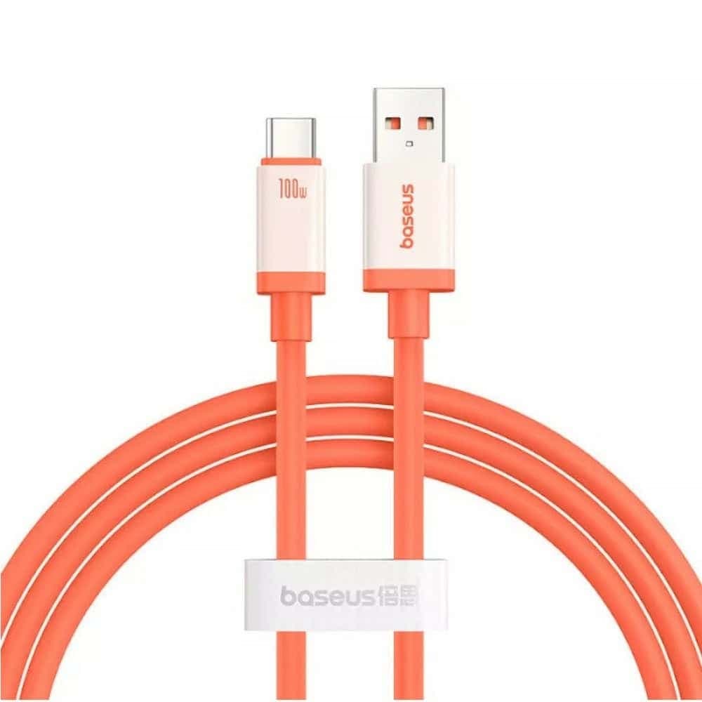 Кабел Baseus Zero Degrees (P10368801731-01), от USB-A(м) към USB-C(м), 1m, 100W, оранжев