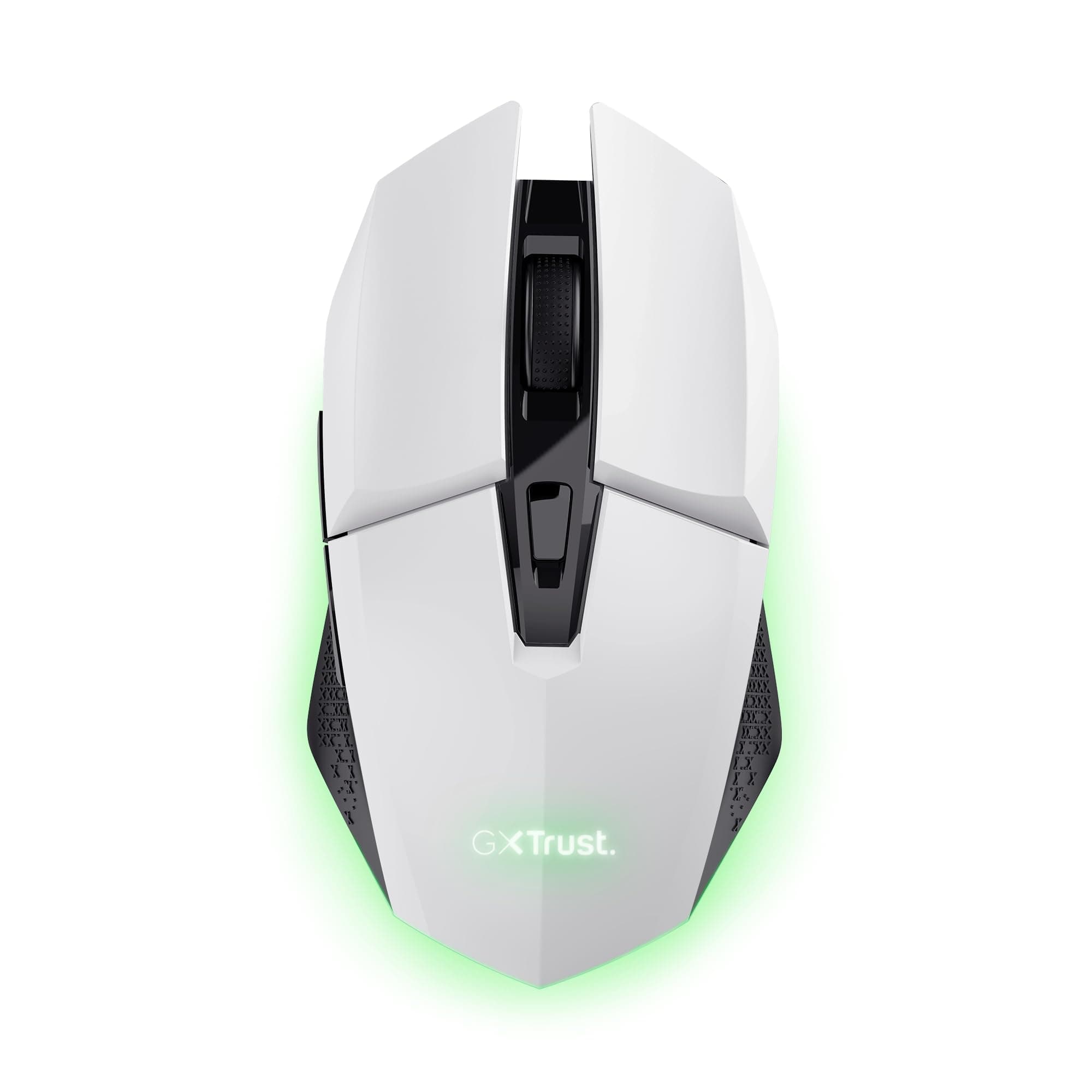 Мишка Trust GXT110 Felox, оптична (4800 dpi), безжична, USB, бяла, гейминг, RGB подсветка, 6 бутона