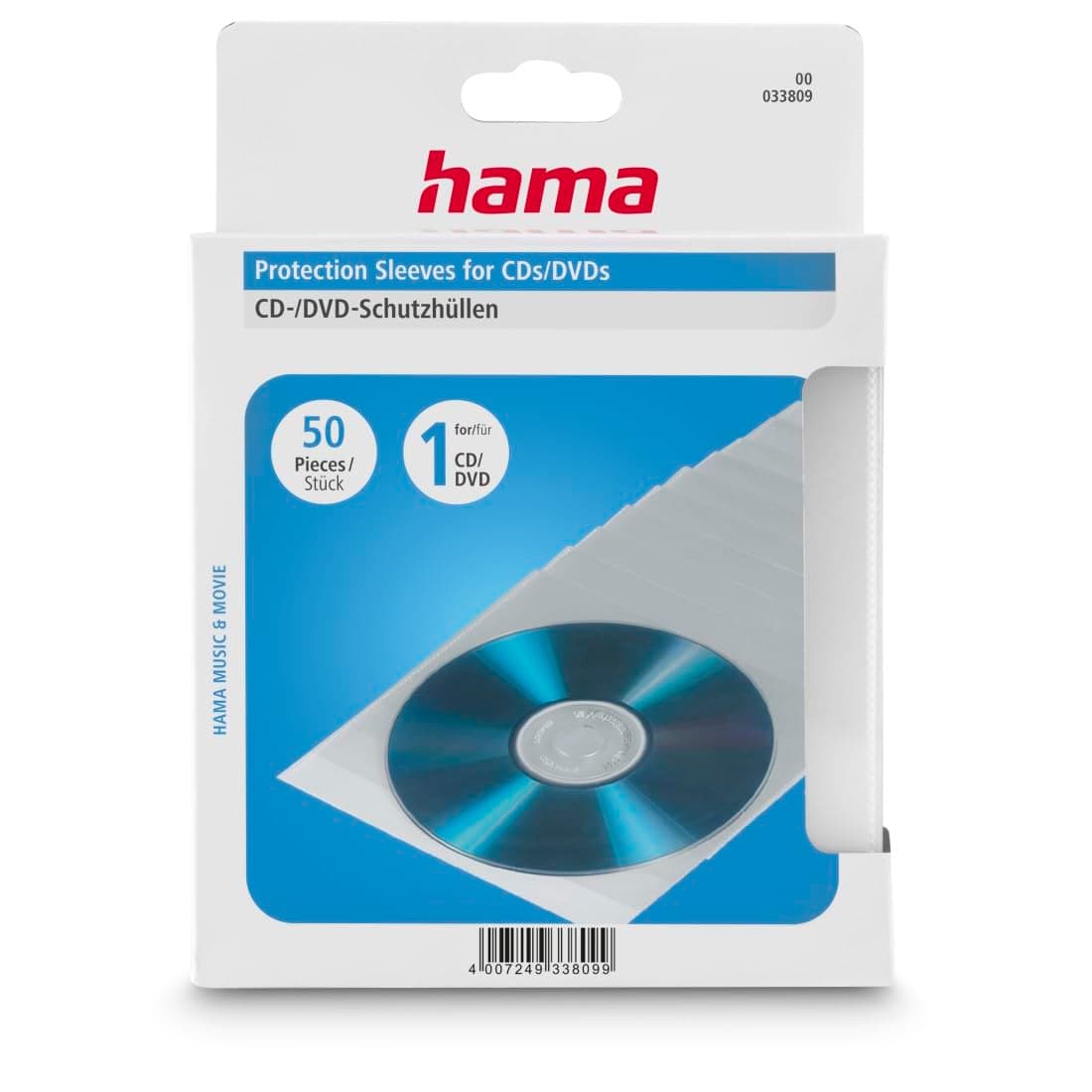 HAMA Предпазни пликове за CD/DVD, 50 бр, прозрачни
