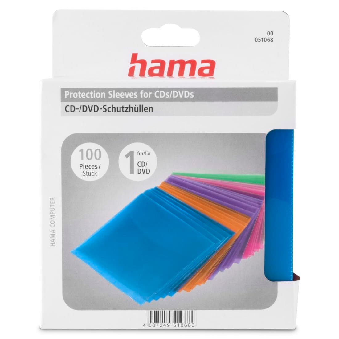 HAMA Предпазни пликове за CD/DVD, 100 бр, цветни