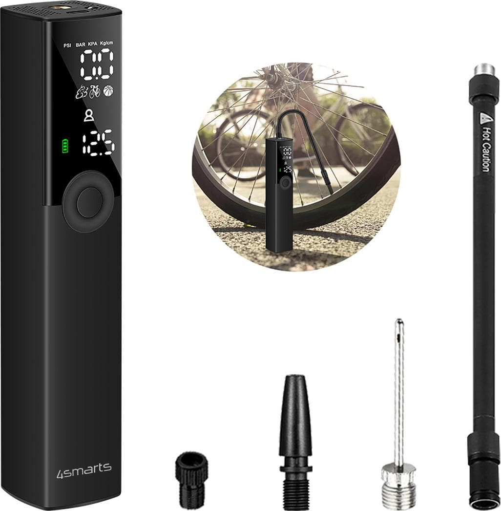 Компресор за автомобилни гуми с вградена 2400 mAh батерия - 4smarts VoltPump Universal Mini Air Pump (черен)