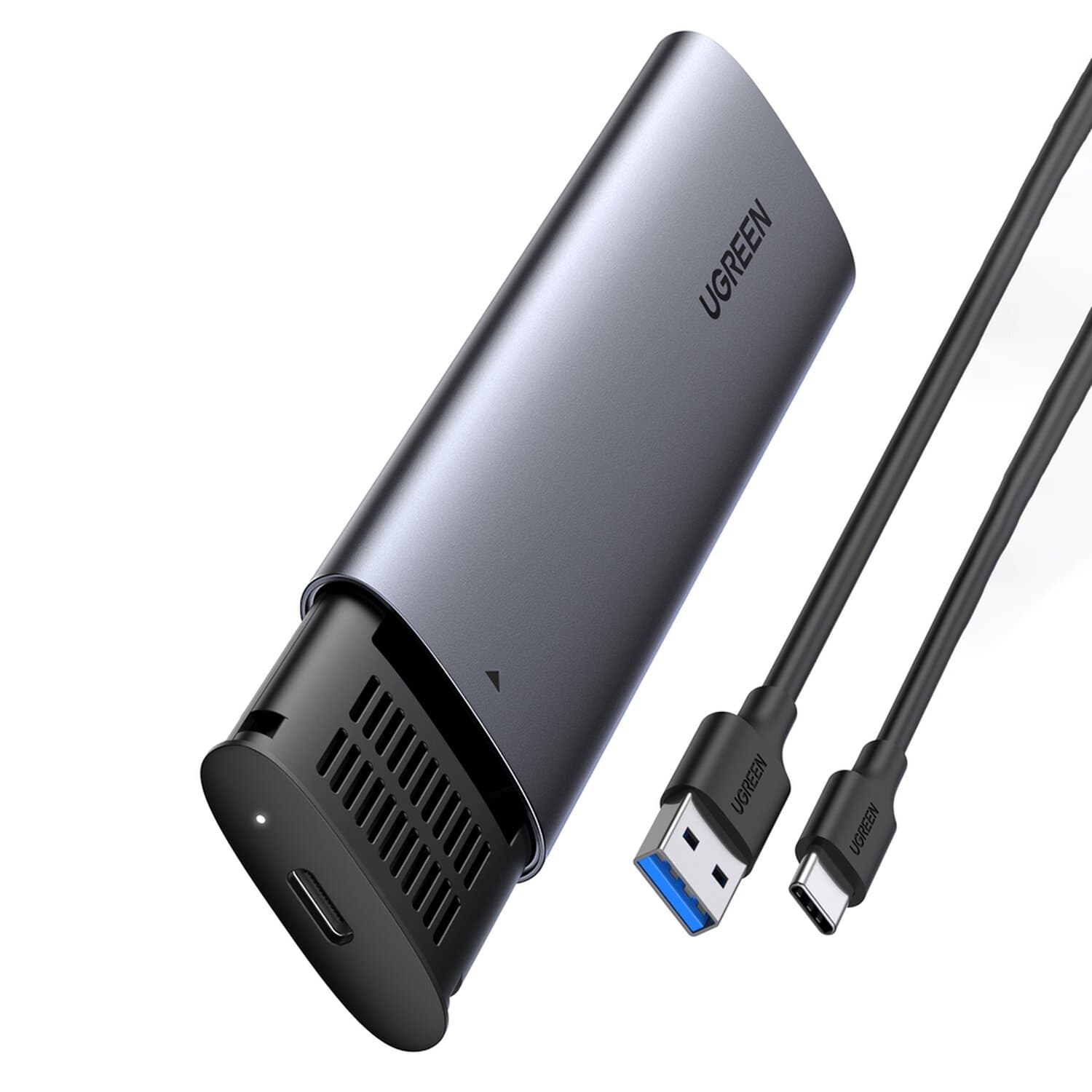 Външна кутия с USB-C за M.2 SATA SSD дискове - Ugreen USB-C External M.2 SATA SSD USB 3.2 Gen 1 Enclosure (сив)