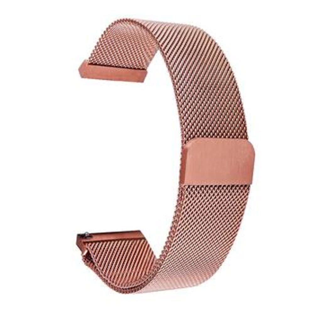 Стоманена, неръждаема каишка за Samsung Galaxy Watch, Huawei Watch, Xiaomi, Garmin и други часовници с 20мм захват - Tactical 634 Milanese Loop Magnetic Stainless Steel Band 20mm (розово злато)