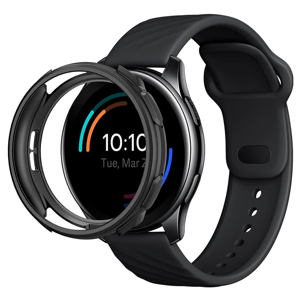 Качествен силиконов (TPU) кейс за OnePlus Watch - Spigen Liquid Air Case (черен)