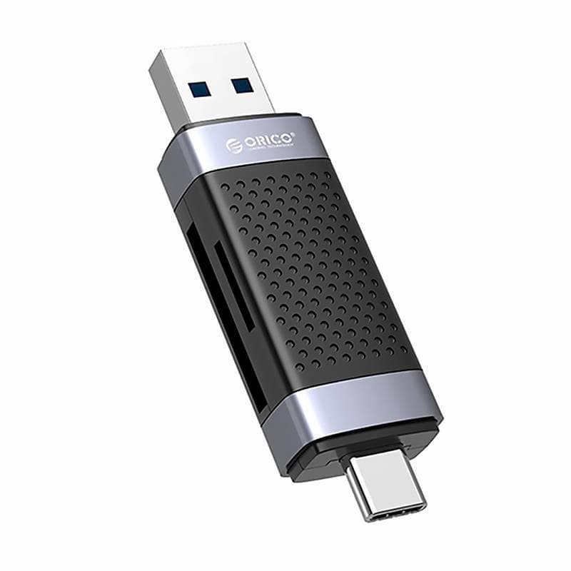 Четец за SD и microSD карти с USB-A и USB-C 3.1 за компютри и лаптопи - Orico Card Reader USB-A & USB-C 3.1 (черен)