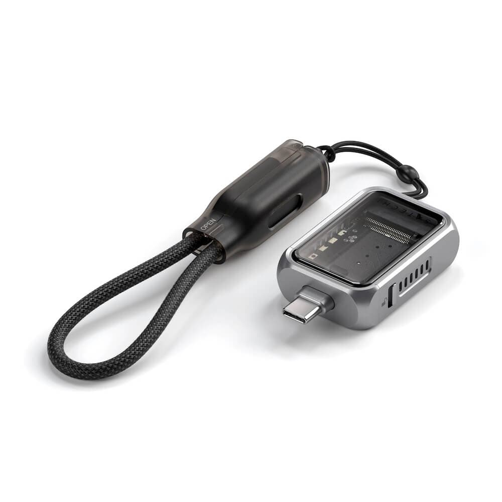 Компактна алуминиева външна кутия с USB-C за M.2 NVMe SATA SSD дискове - Satechi USB-C Mini NVMe SSD Enclosure (тъмносив)