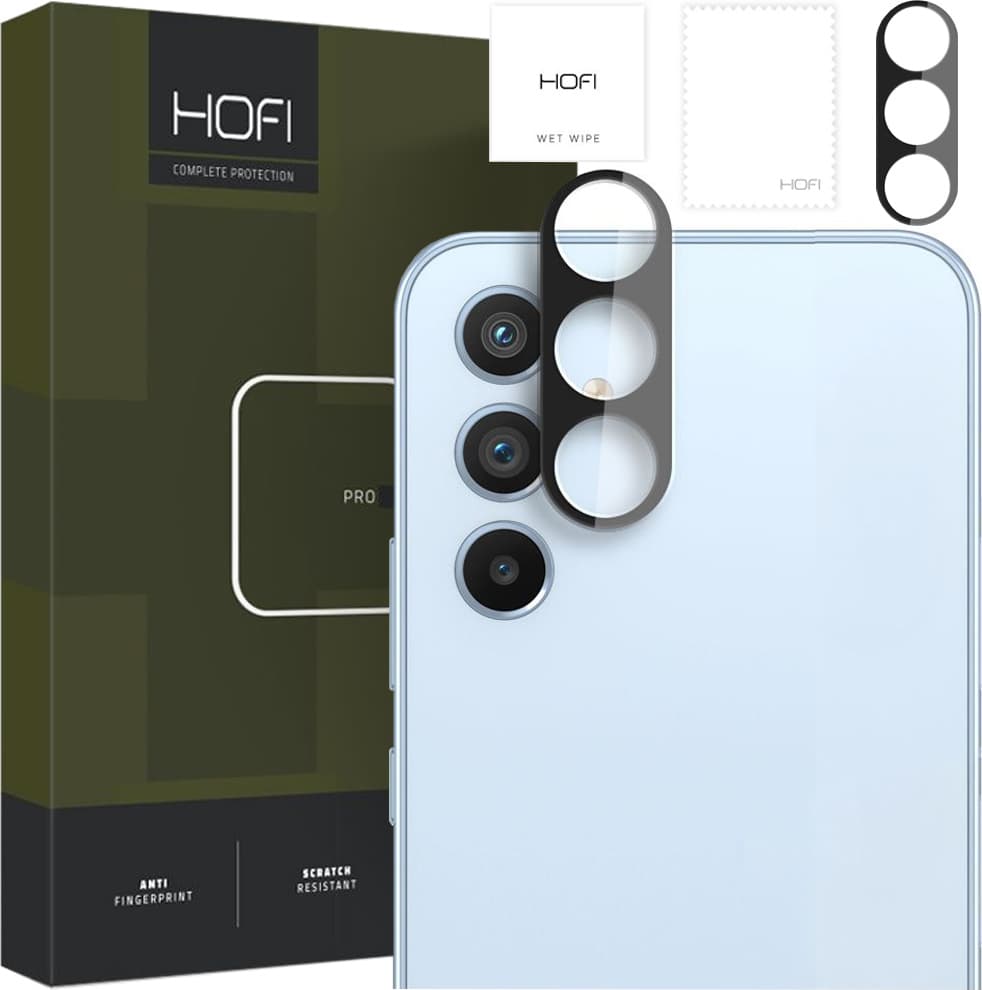 Предпазни стъклени лещи за камерата на Samsung Galaxy A34 5G - Hofi CamRing Pro Plus (черен)