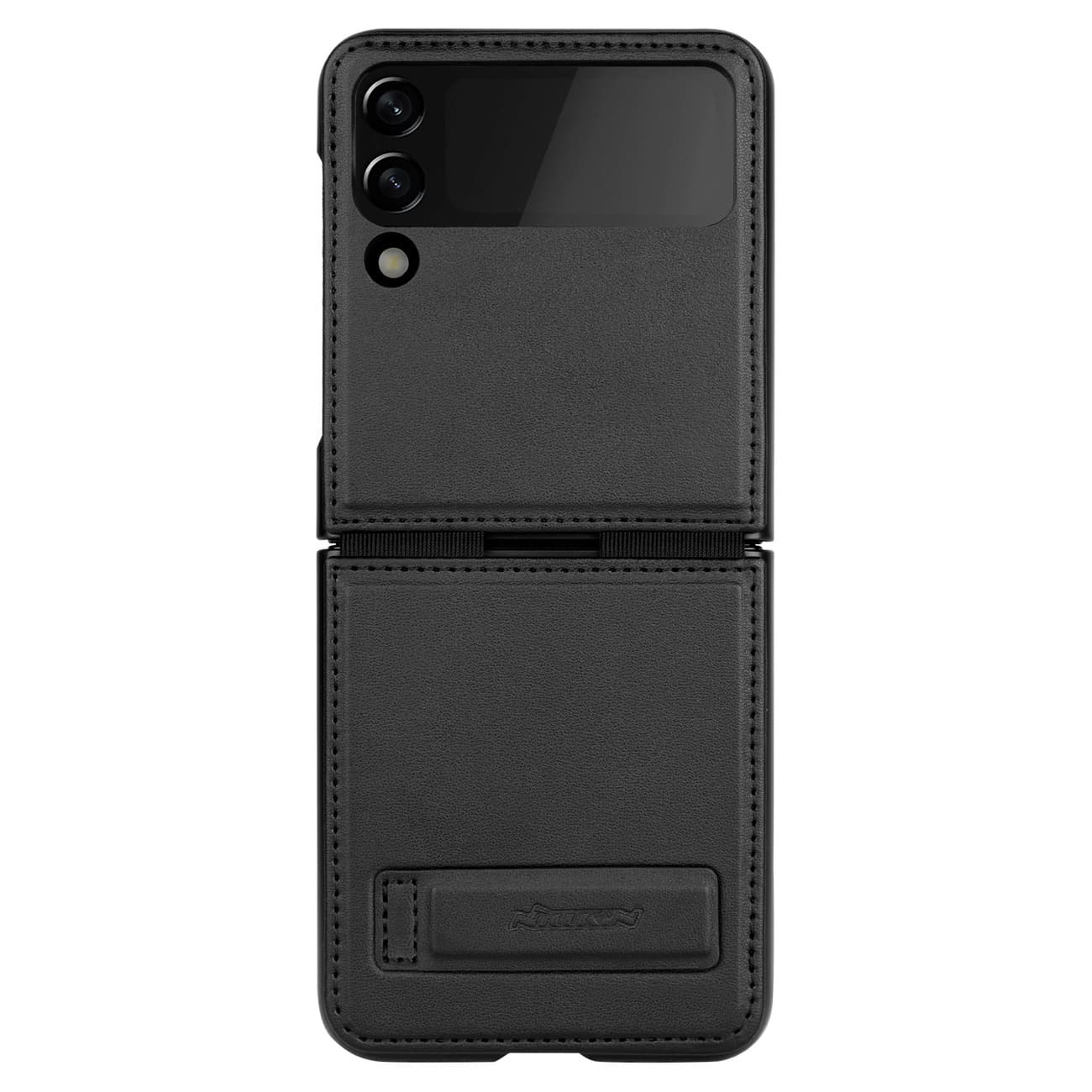 Кожен кейс за Samsung Galaxy Z Flip 4 - Nillkin Qin Book Case (черен)