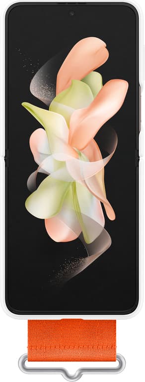 Оригинален силиконов кейс с ластик против изпускане за Samsung Galaxy Flip 4 - Samsung Silicone Cover With Strap EF-PF711TNEGWW (бял)
