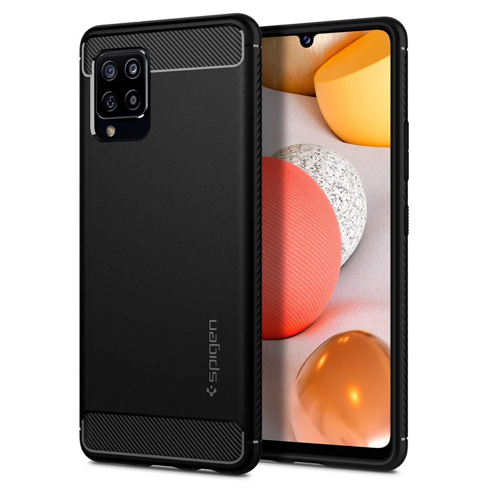 Тънък качествен силиконов (TPU) калъф за Samsung Galaxy A42 - Spigen Rugged Armor Case (черен)