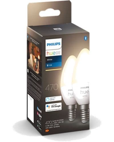 Смарт крушки Philips - Hue,.5W, E14, B39, 2 броя, dimmer